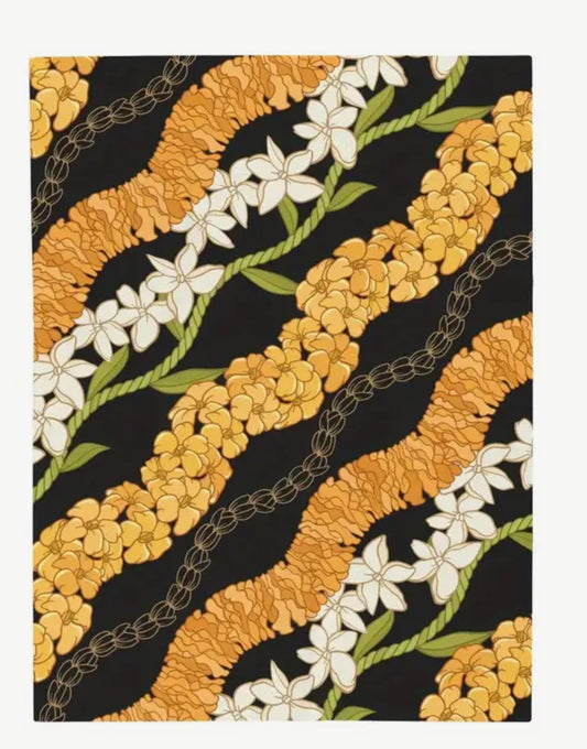 Hawaiian Flower Print Throw Blanket